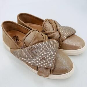 Vince Camuto Barita Slip On Sneakers Gold Metallic w/ Rhinestones Womens 6.5 New